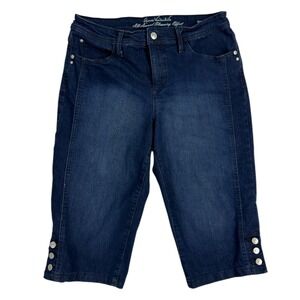 Gloria Vanderbilt Skimmer Capris 8 Dark Blue Denim Nautical Streetwear Summer